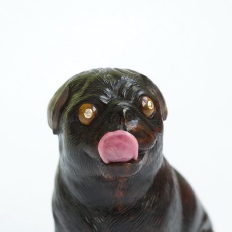 Pug cut from obsidian and rhodonite (6)
