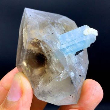 Blue Aquamarine Crystal On Quartz From Pakistan